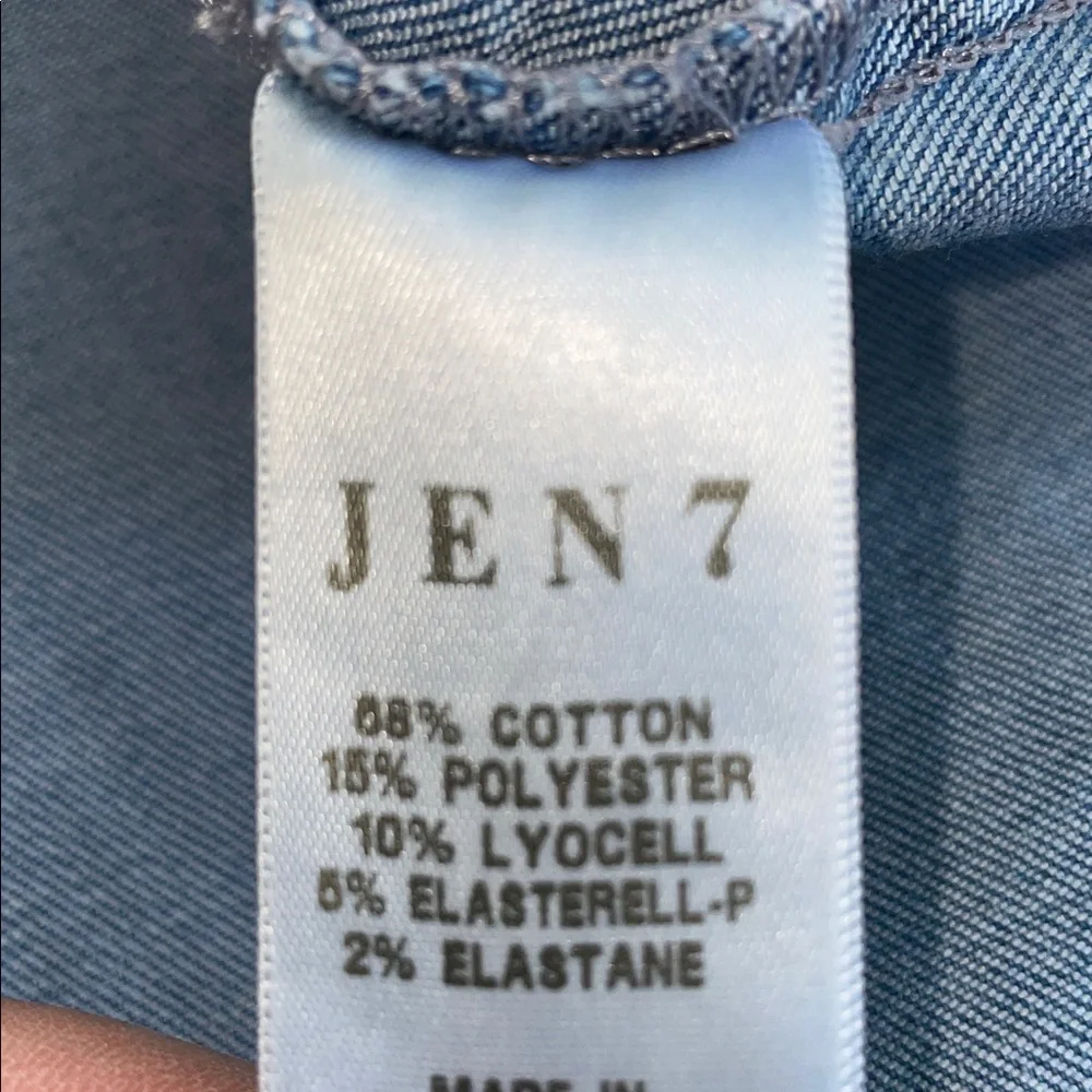 JEN7 by 7 For All Mankind Denim Shirt Dress | Large | Snap Front | Stretch Jean - Picture 8 of 11